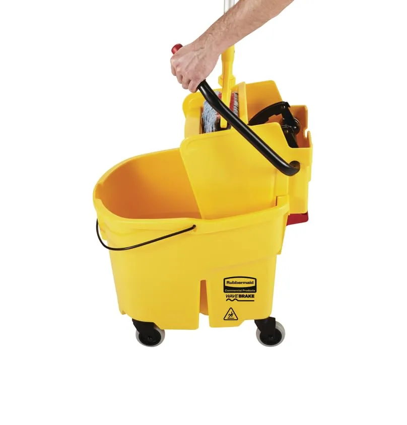 Rubbermaid WaveBrake 35 Qt Side-Press Mop Bucket & Wringer Combo - Yellow
