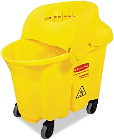 Rubbermaid Commercial WaveBrake Institutional Bucket/Strainer Combo, 8.75 gal, Yellow