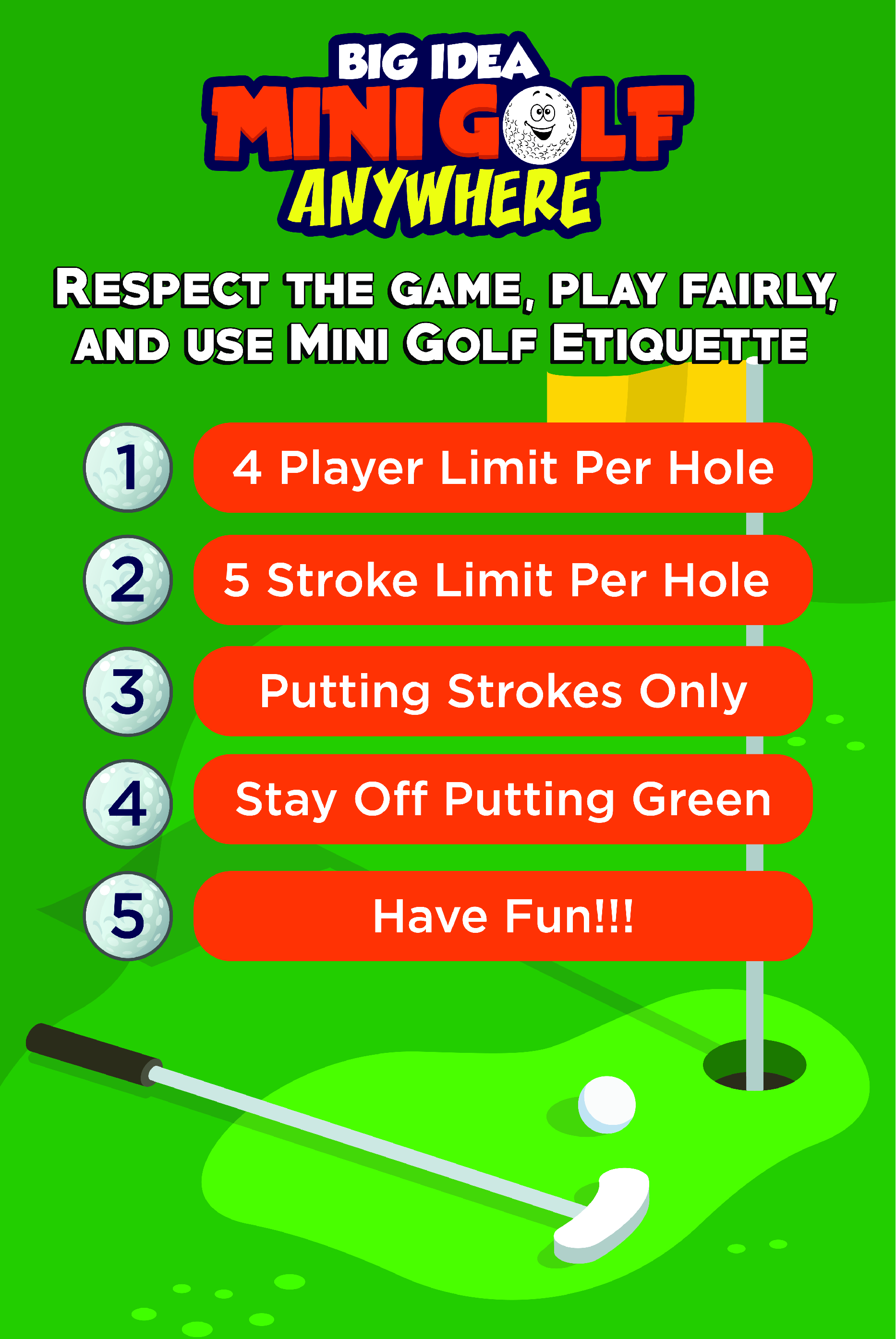 Custom Mini Golf Rule Sign Custom Mini Golf Rule Sign