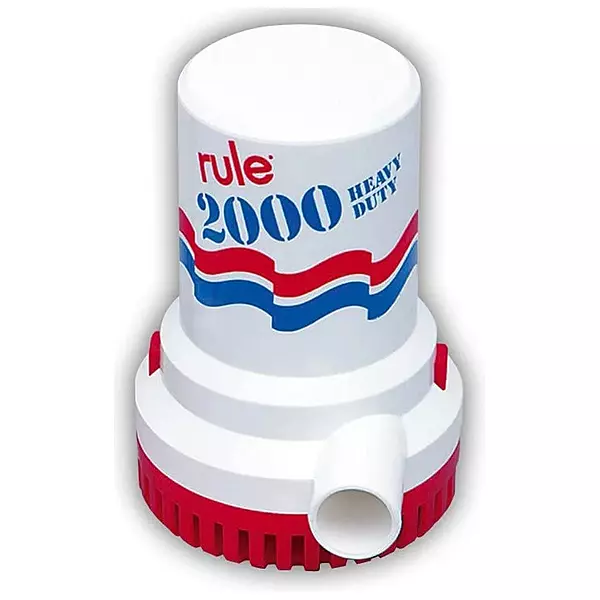 Rule 12 Marine Bilge Pump, 2000 Gallon Per Hour, Non-Automatic, 24 Volt DC, White/Blue