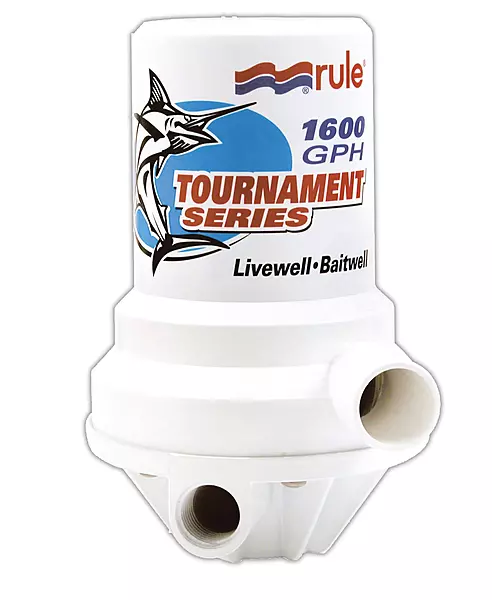 Rule 209FDP Marine 1600 Tournament Series Livewell Pump (1" NPT, Female-Dual Port),White One Size
