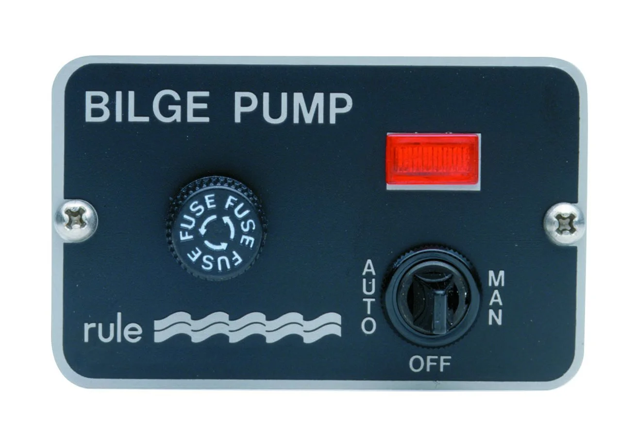 Rule 42 3-Way Panel Lighted Pump 24/32V DC Switch Toggle, Beige, 3-1/4" L x 2" W