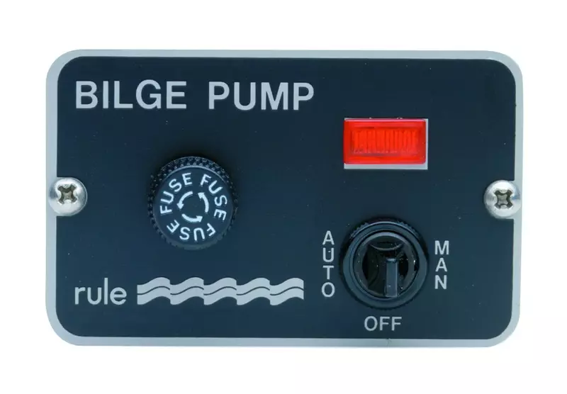 Rule 42 3-Way Panel Lighted Pump 24/32V DC Switch Toggle, Beige, 3-1/4" L x 2" W