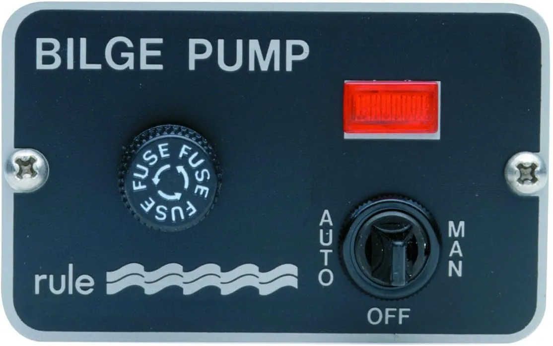 Rule 42 3-Way Panel Lighted Pump 24/32V DC Switch Toggle, Beige, 3-1/4" L x 2" W