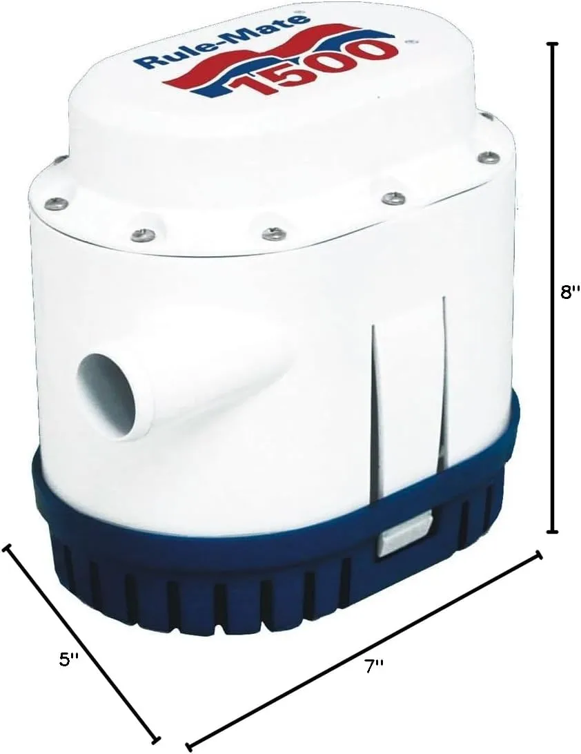 Rule-Mate RM1500A Automated Bilge Pump, No Float Switch Required, 1500 GPH, 12 Volt
