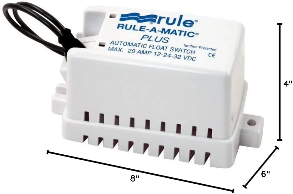 Rule Rule-A-Matic Plus Float Switch, Covered, Moisture Tight Seals Float Switch With Fuse Holder