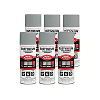 Rust-Oleum 214645-6PK Industrial Choice 1600 System Multi-Purpose Spray Paint, 12 oz, ANSI 61 Light Gray, 6 Pack