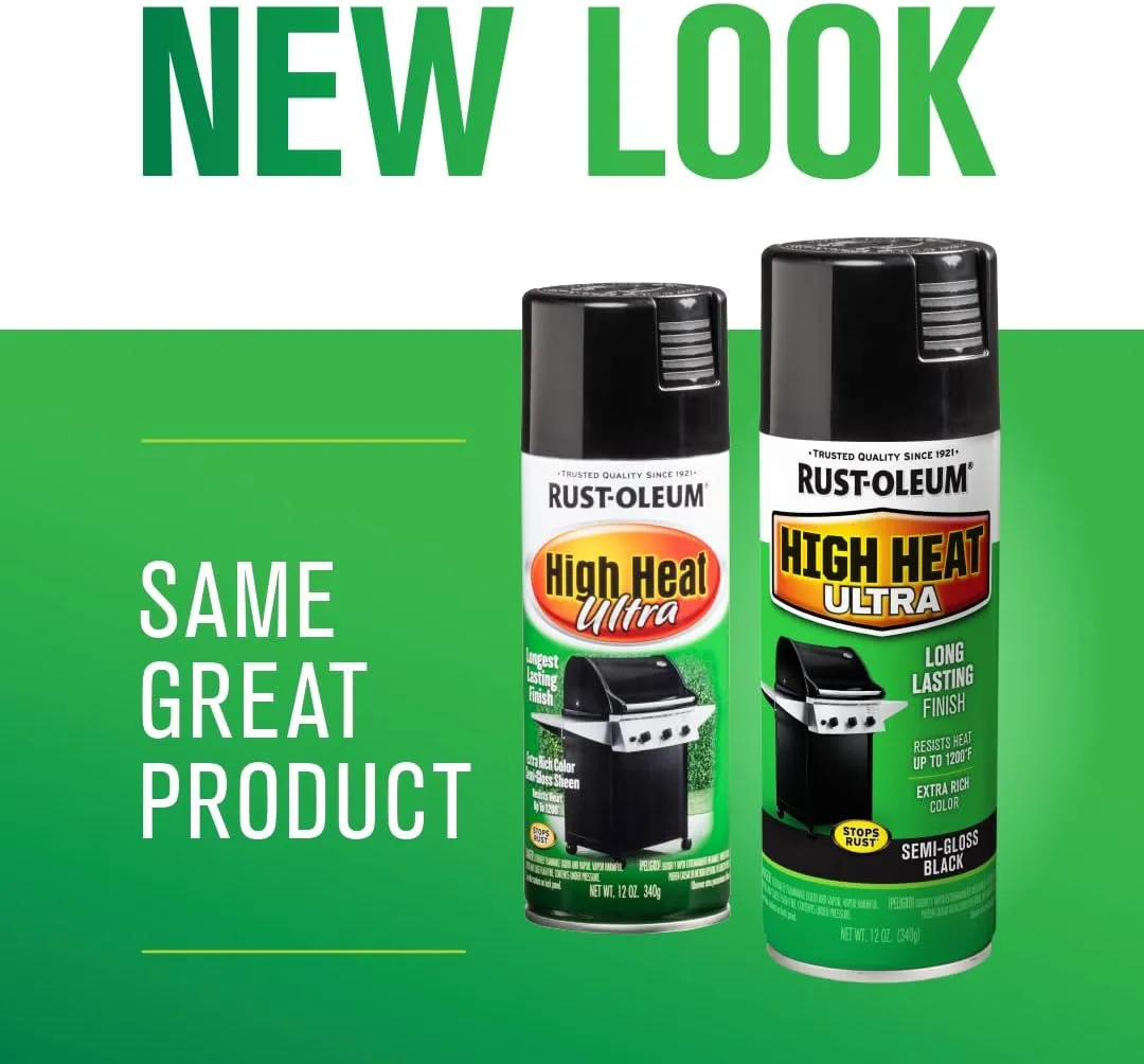 Rust-Oleum 241169 High Heat Spray Paint, Semi-Gloss Black, 12 oz