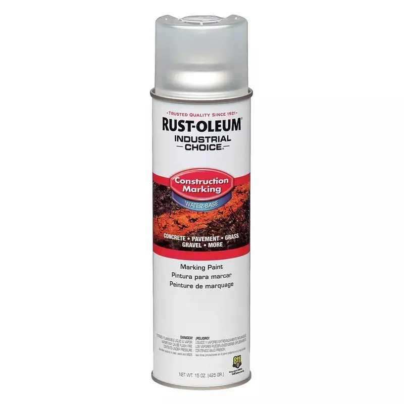 Industrial Choice M1400 System Water-Based Construction Marking Paint, Gloss Clear, 17 oz Aerosol Can, 12/Carton