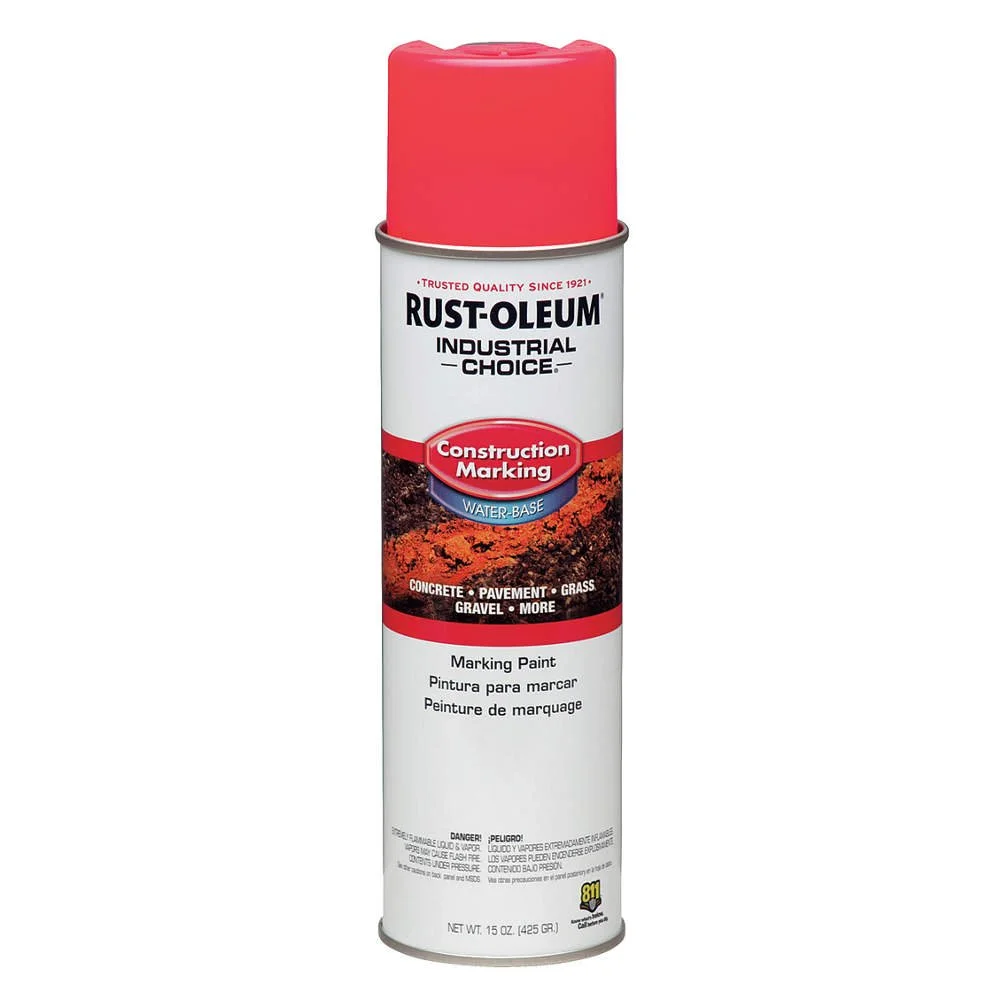 Industrial Choice M1400 System Water-Based Construction Marking Paint, Gloss Fluorescent Pink, 17 oz Aerosol Can, 12/Carton