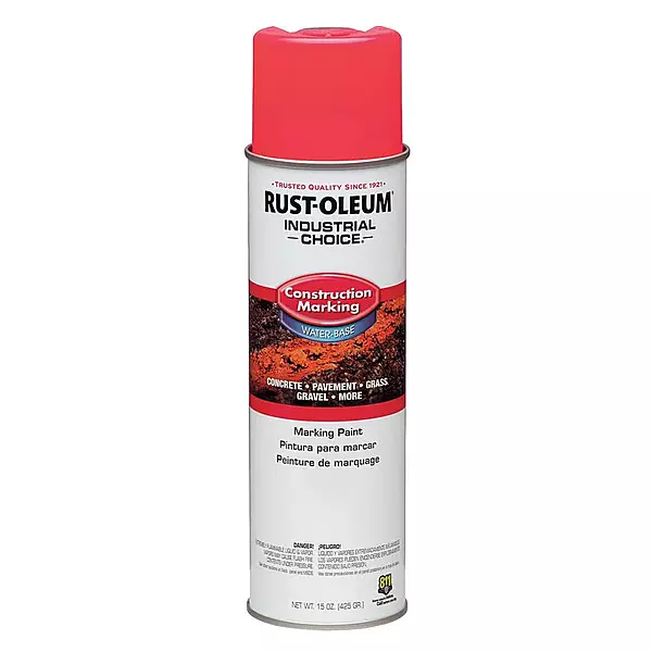 Industrial Choice M1400 System Water-Based Construction Marking Paint, Gloss Fluorescent Pink, 17 oz Aerosol Can, 12/Carton