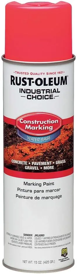 Industrial Choice M1400 System Water-Based Construction Marking Paint, Gloss Fluorescent Pink, 17 oz Aerosol Can, 12/Carton