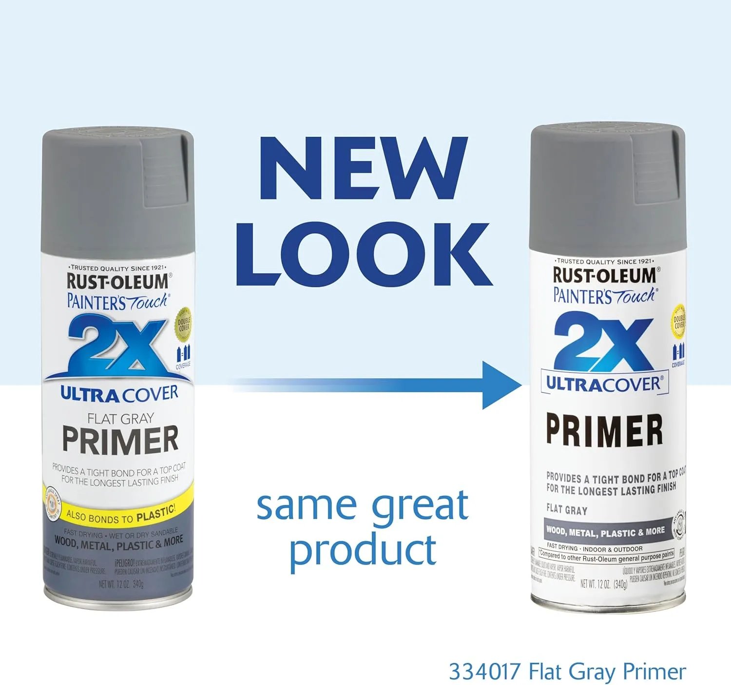 Rust-Oleum 334017 Painter's Touch 2X Ultra Cover Spray Primer, 12 oz, Flat Gray Flat Gray Primer 12 Ounce (Pack of 1) Cover