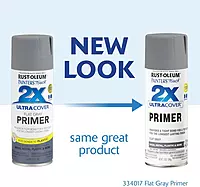 Rust-Oleum 334017 Painter's Touch 2X Ultra Cover Spray Primer, 12 oz, Flat Gray Flat Gray Primer 12 Ounce (Pack of 1) Cover