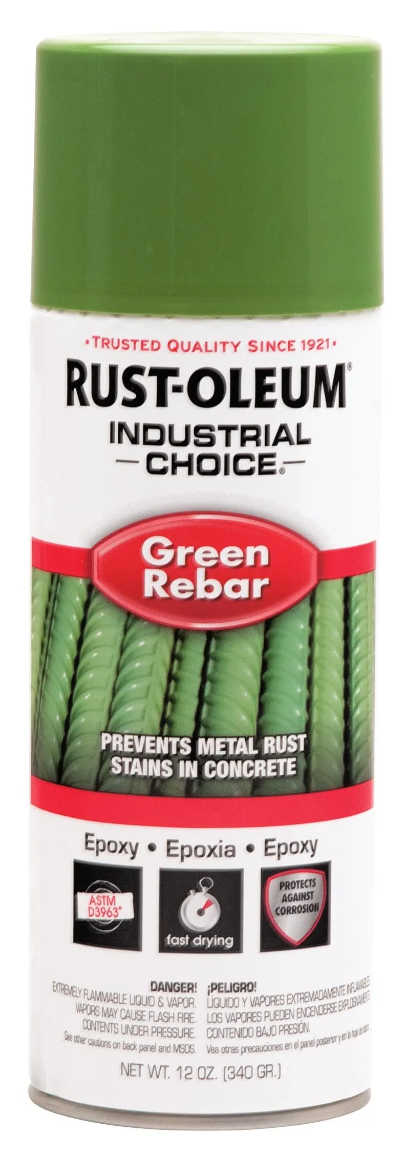 Rust-Oleum Industrial Choice RB1600 System Green Rebar Epoxy Spray Paint, 12 oz