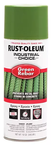 Rust-Oleum Industrial Choice RB1600 System Green Rebar Epoxy Spray Paint, 12 oz