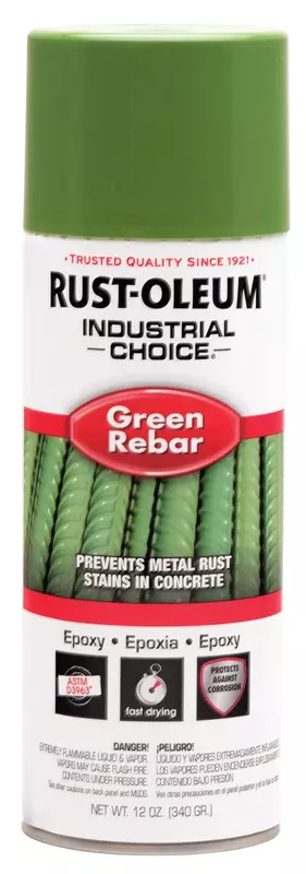 Rust-Oleum Industrial Choice RB1600 System Green Rebar Epoxy Spray Paint, 12 oz