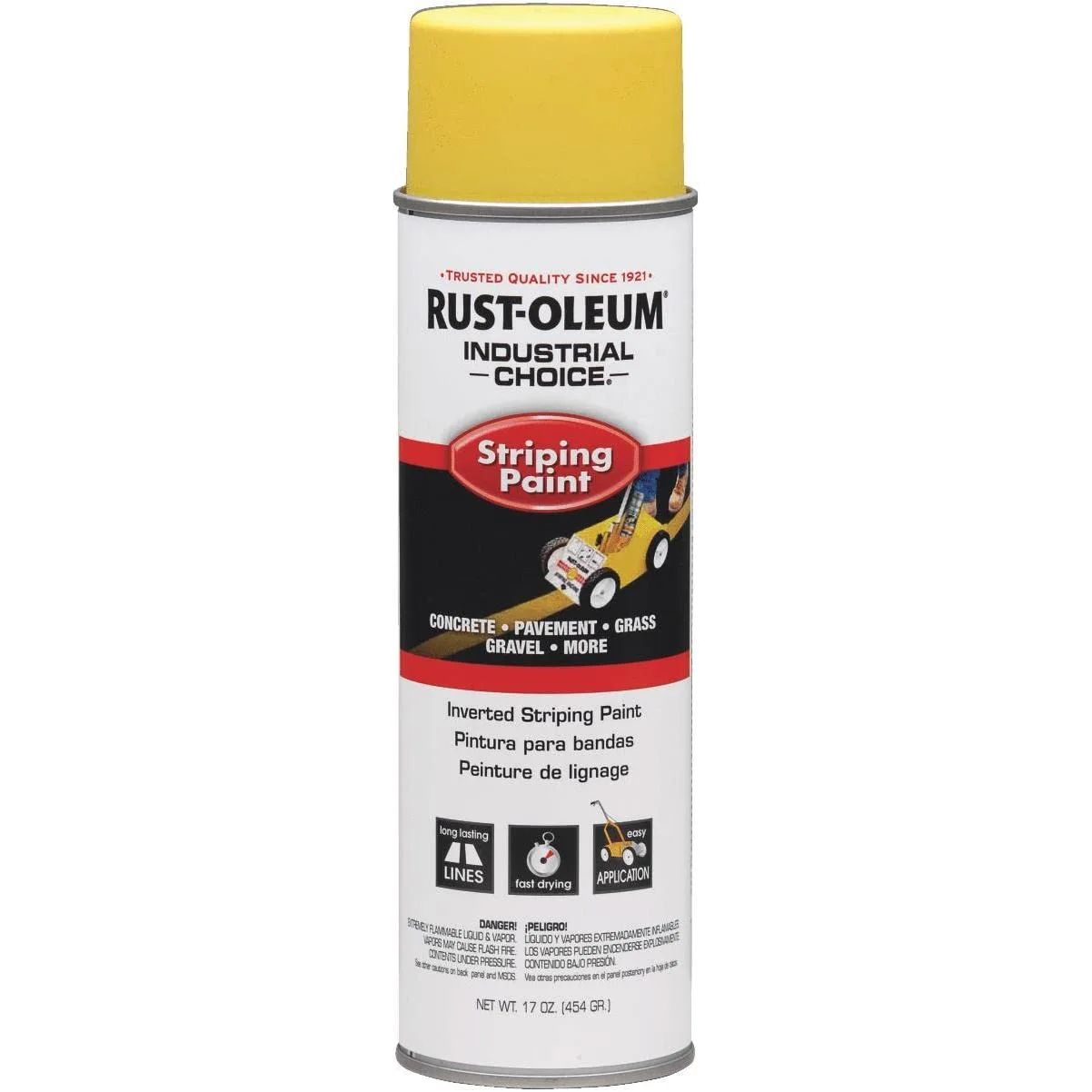 Industrial Choice S1600 System Inverted Striping Paint, Flat Yellow, 18 oz Aerosol Can, 6/Carton