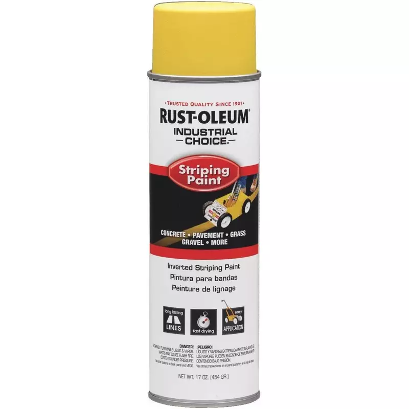 Industrial Choice S1600 System Inverted Striping Paint, Flat Yellow, 18 oz Aerosol Can, 6/Carton
