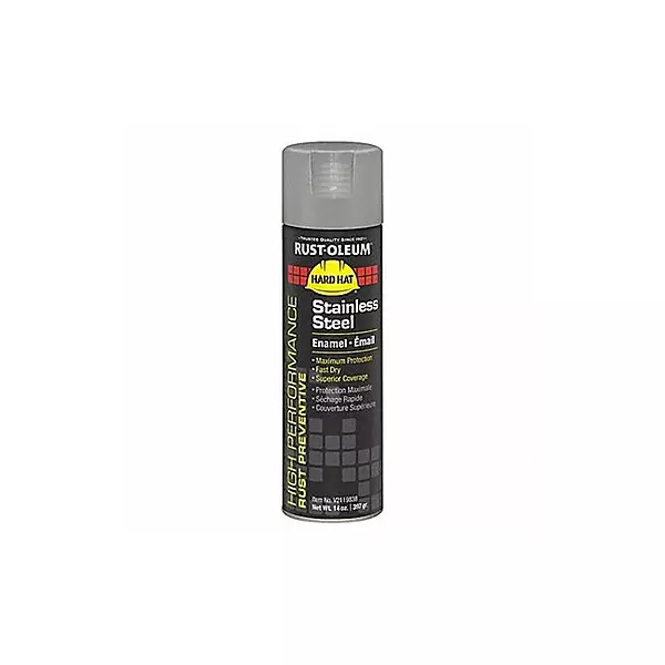 Rust-Oleum Hard Hat V2100 High Performance Rust Preventive Enamel Spray Paint, Flat Stainless Steel, 15 Oz, Case Of 6