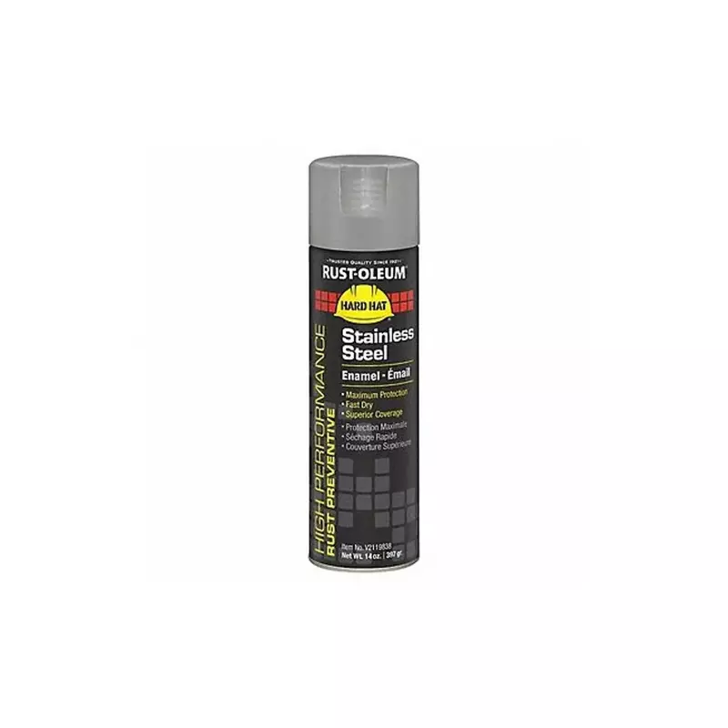 Rust-Oleum Hard Hat V2100 High Performance Rust Preventive Enamel Spray Paint, Flat Stainless Steel, 15 Oz, Case Of 6