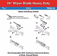RV Designer TRU6-24 TruVision Heavy Duty 24-Inch RV Wiper Blade - Metal Frame with M4 Adaptor