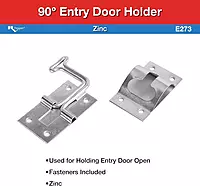 RV Designer E273 Zinc T-Style Entry Door Holder - Angled 90° , Silver , 6 Inch