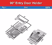 RV Designer E273 Zinc T-Style Entry Door Holder - Angled 90° , Silver , 6 Inch