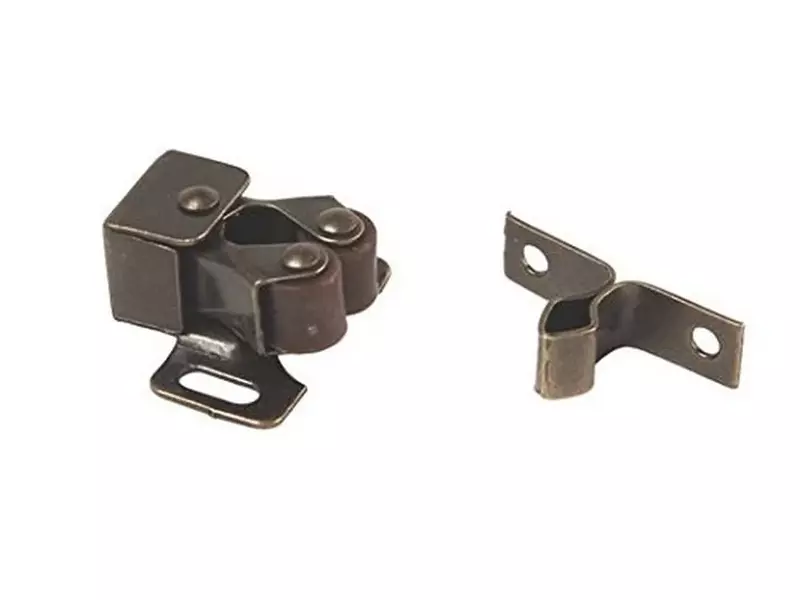 RV Designer H201, Roller Catch with Prong, Antique Brass, 2 Per Pack, Cabinet Hardware