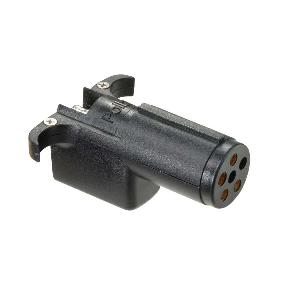 RV Designer P717 6-Way Round to 4-Way Flat Adapter (Pollak) - Black