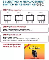 RV Designer S471, Rocker Switch, 5 Amp, Momentary On / Off Momentary On, DPDT, Black, DC Electrical Black 1 Count (Pack of 1)