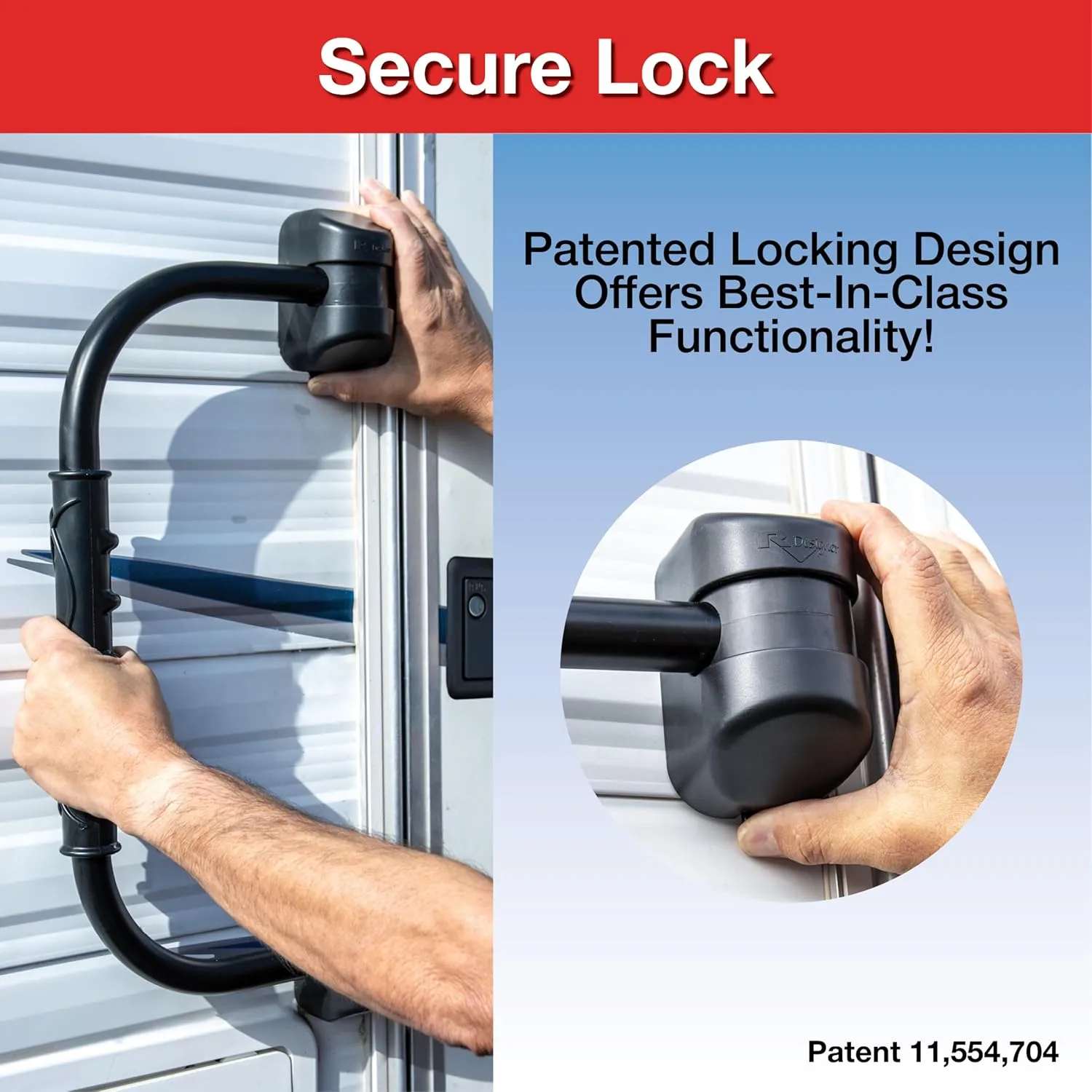 RV Designer GripSafe Handrail Assist - Locking Folding Aluminum Grab Handle