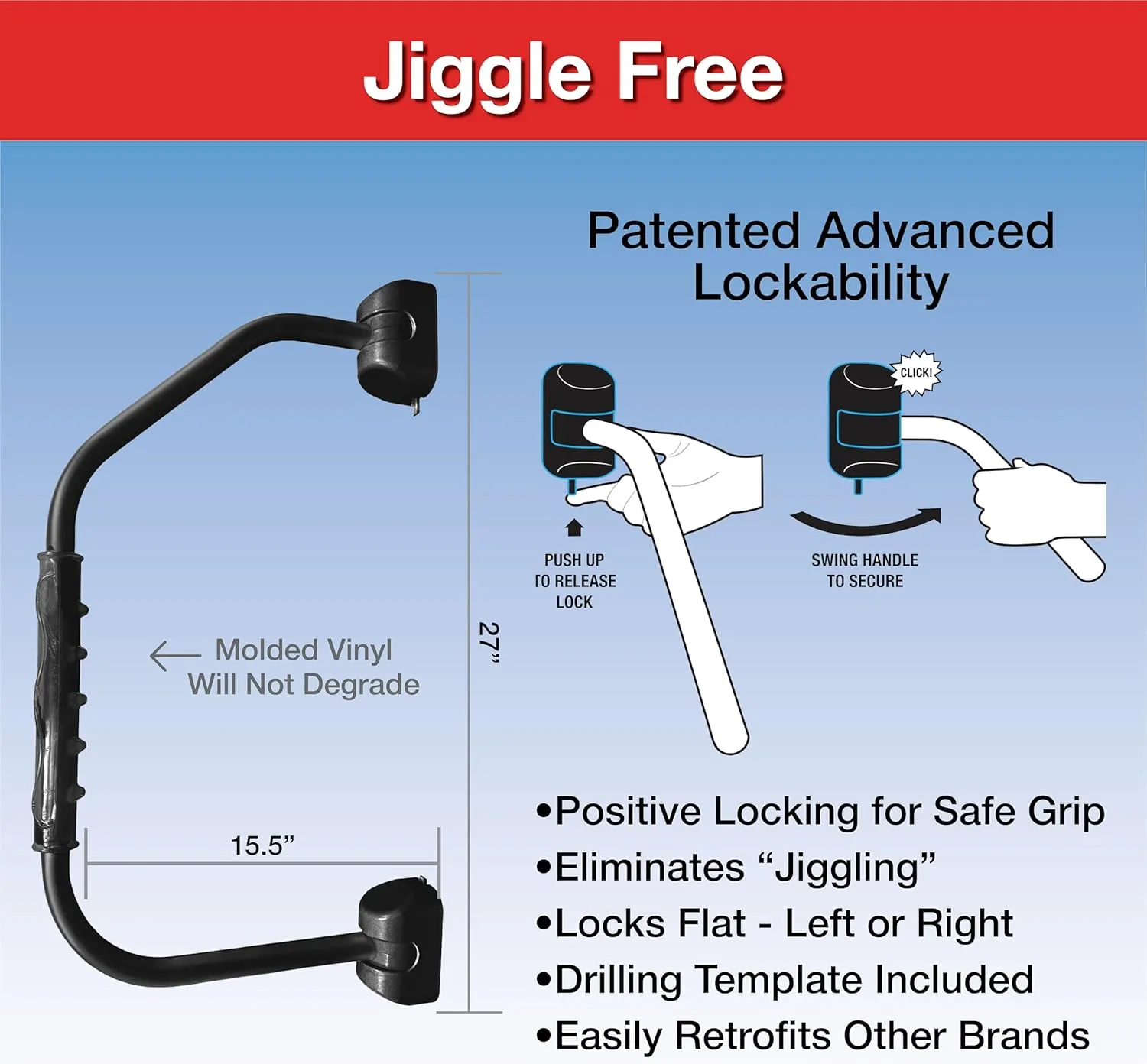 RV Designer GripSafe Handrail Assist - Locking Folding Aluminum Grab Handle