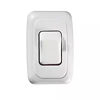 RV Designer S531, Contoured Wall Switch, Includes Base and Bezel, On / Off, Single, White, DC Electrical
