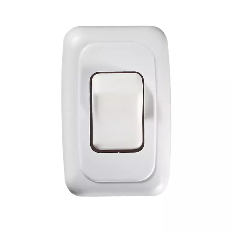 RV Designer S531, Contoured Wall Switch, Includes Base and Bezel, On / Off, Single, White, DC Electrical