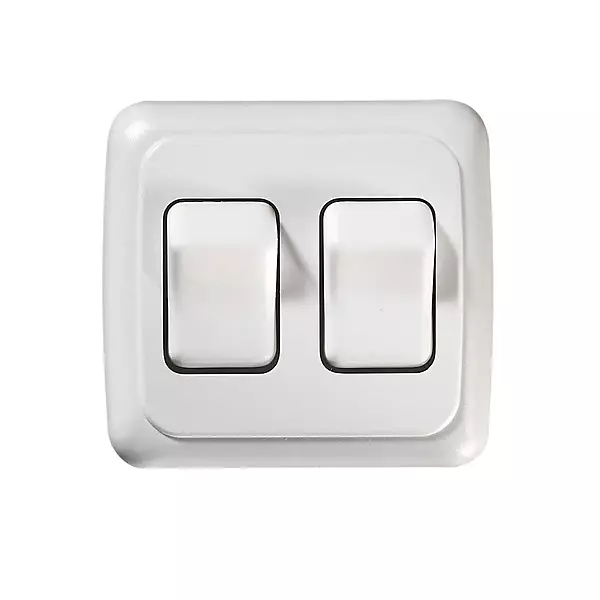 RV Designer S533 Contoured Double Wall Switch, White