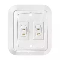RV Designer S657, Wall Plate Switch, Double, White, 3.53" x 2.39", On/Off - SPST
