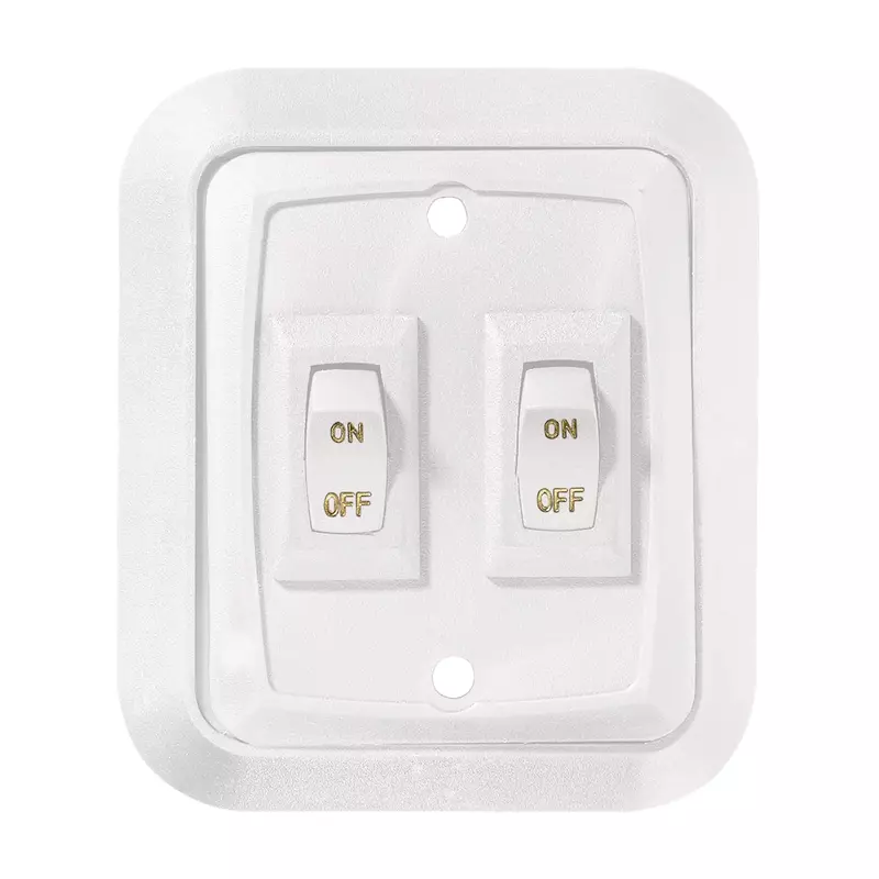 RV Designer S657, Wall Plate Switch, Double, White, 3.53" x 2.39", On/Off - SPST