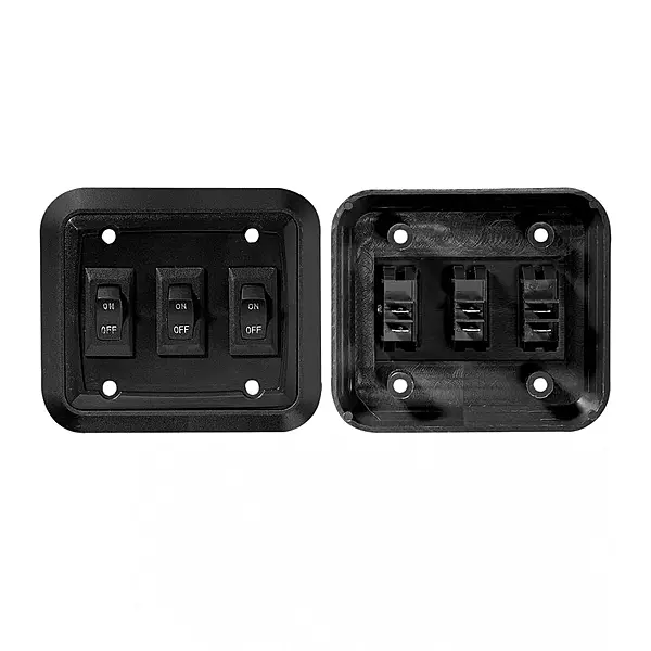 RV Designer S660 Wall Plate Switch Triple Black 3.53 x 4 On/Off SPST