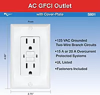 RV Designer S801, Dual GFCI Outlet with Cover Plate, White, AC Electrical