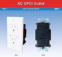 RV Designer S801, Dual GFCI Outlet with Cover Plate, White, AC Electrical