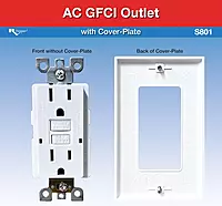 RV Designer S801, Dual GFCI Outlet with Cover Plate, White, AC Electrical