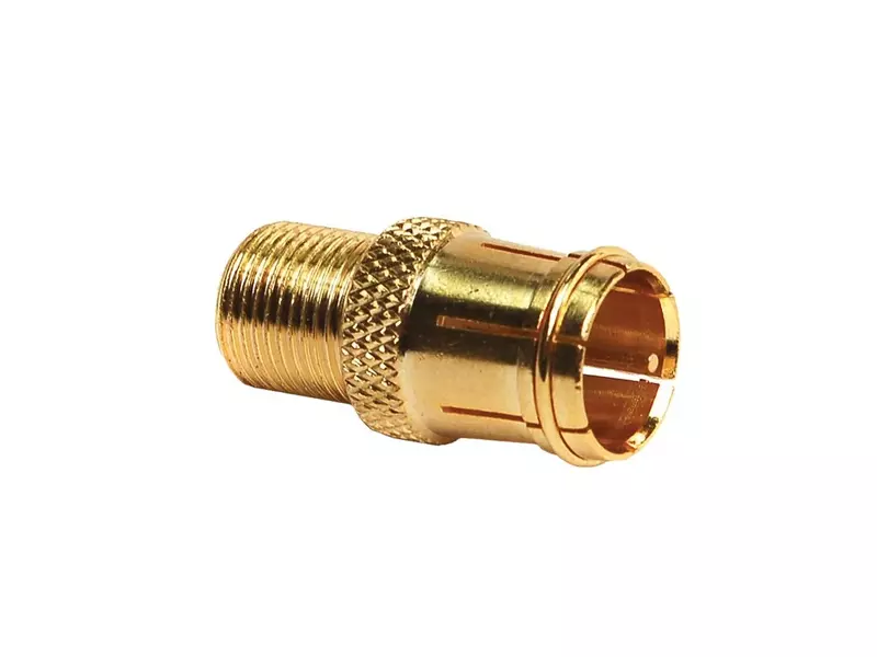 RV Designer T181 Gold TV Cable Converter, Twist On to Push On, 2 Pack