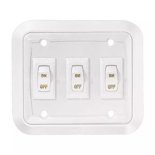RV Designer S661, Wall Plate Switch, Triple, White, 3.53" x 4", On/Off - SPST