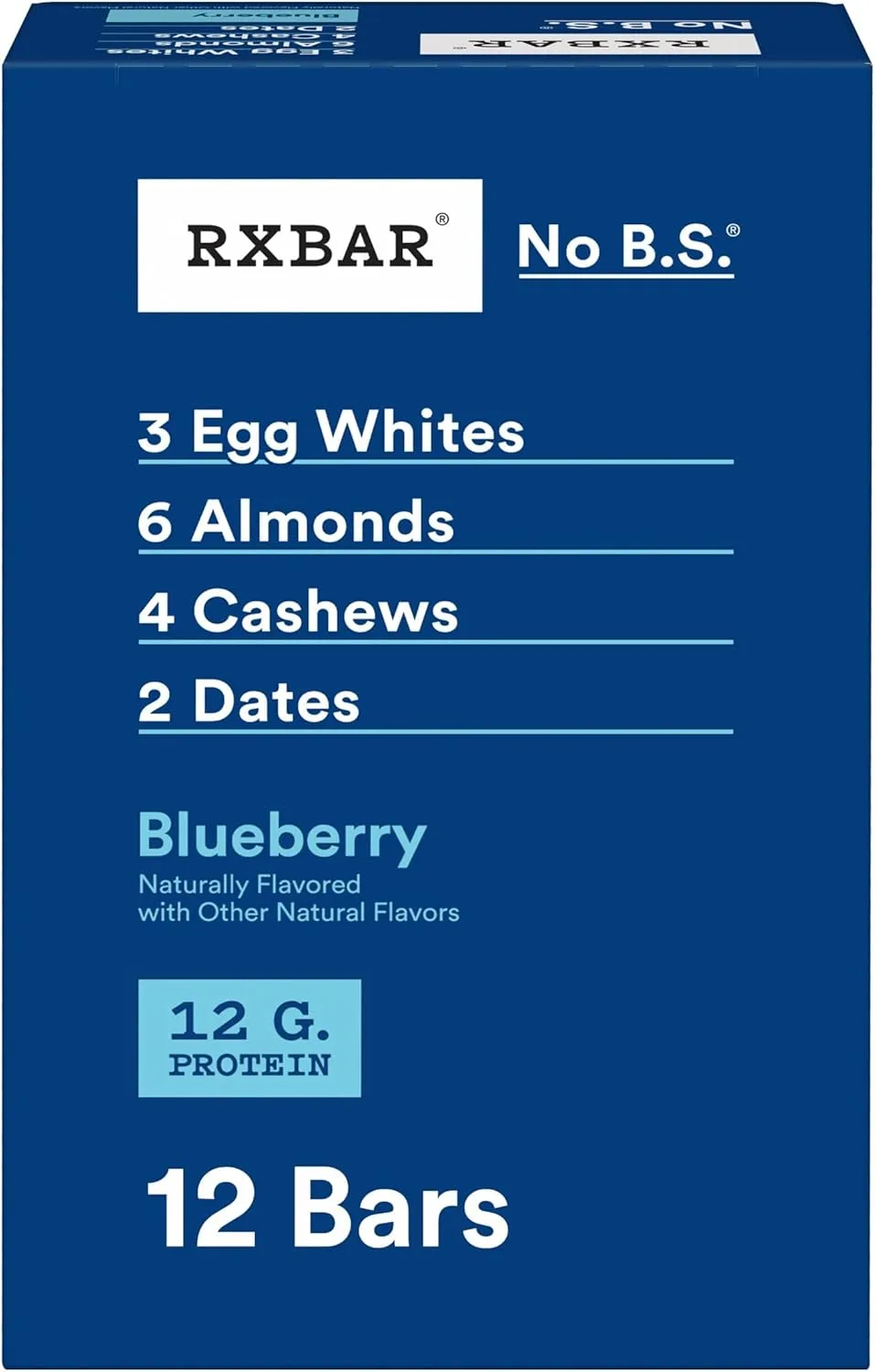 RXBAR Protein Bars, Protein Snack, Snack Bars, Blueberry, 22Oz Box (12 Bars) 12 Count