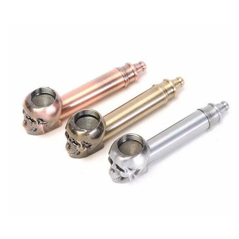 Brass Metal Tobacco Smoking Pipe Pipes Skull Portable Creative Mini Pipe + Bowl