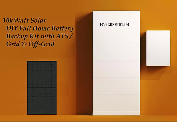 10KW Solar DIY Kit with 20KWh Battery Backup Full Home System ATS Grid, Off-Grid