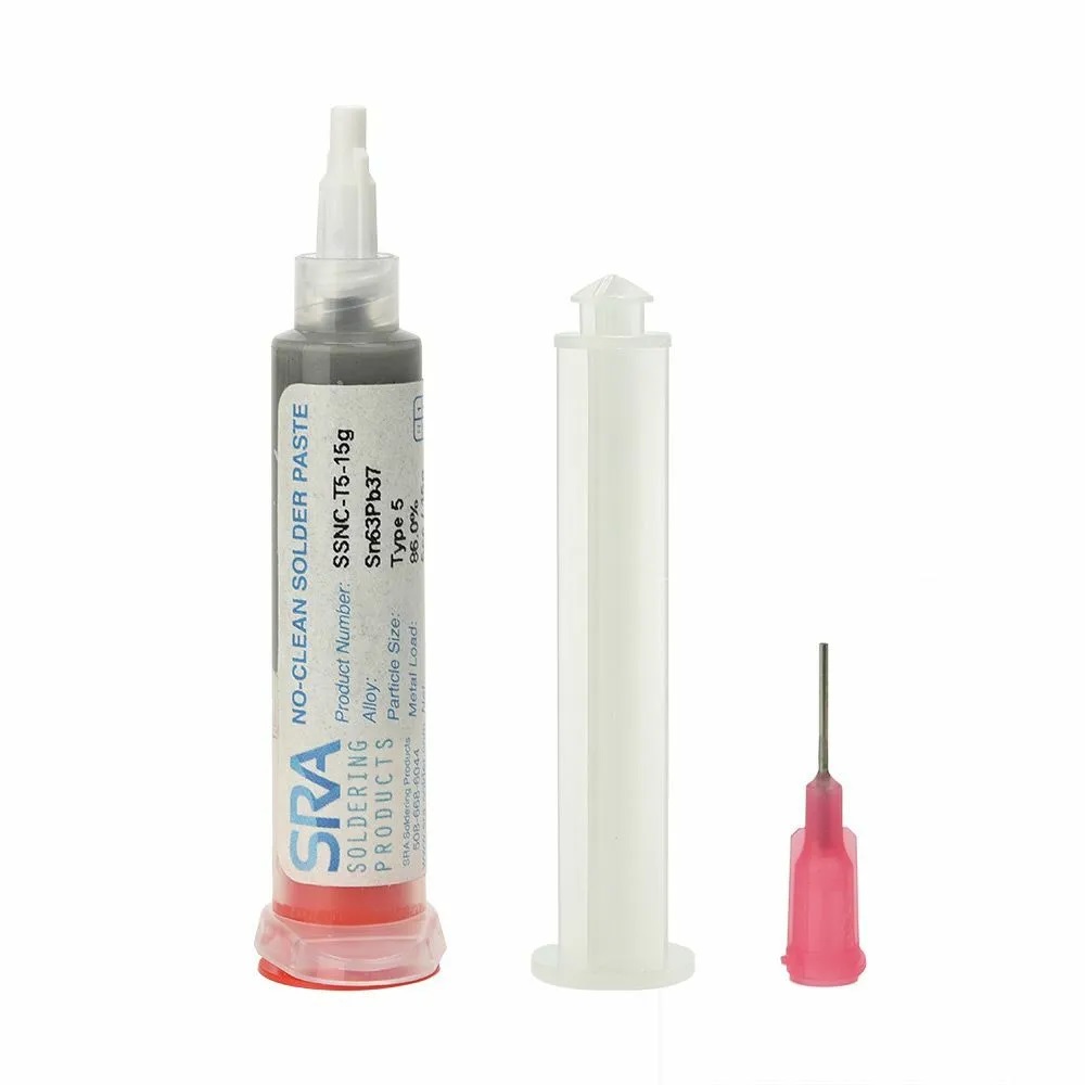 SRA 63/37 Solder Paste T5 - 15 Grams in a 5cc Syringe SRA 63/37 Solder Paste T5 - 15 Grams in a 5cc Syringe