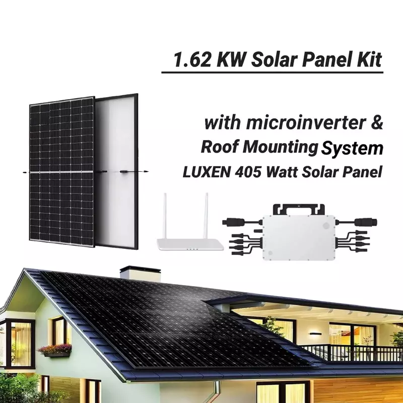 1.62KW DIY Solar Panel Kit Grid-Tie Microinverter Racking Roofmount Solar Energy