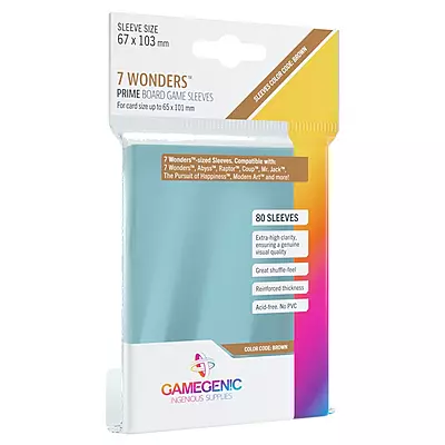 7 Wonders Prime Game Card Sleeves 67x103mm (80) GameGenic GG1044 Code Brown